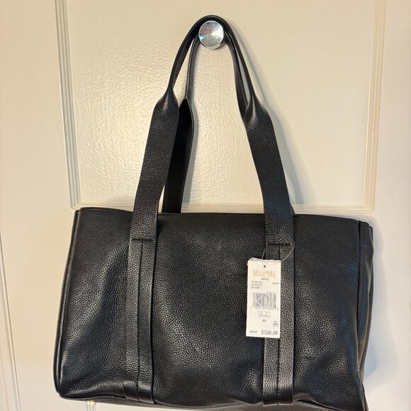Michael Kors - Romee Large Pebbled Leather Tote Bag - Black - Picture 3 of 6